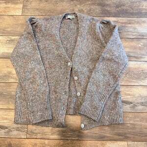 Marled Cardigan Sweater Size L Marled Brown Rhinestone Buttons